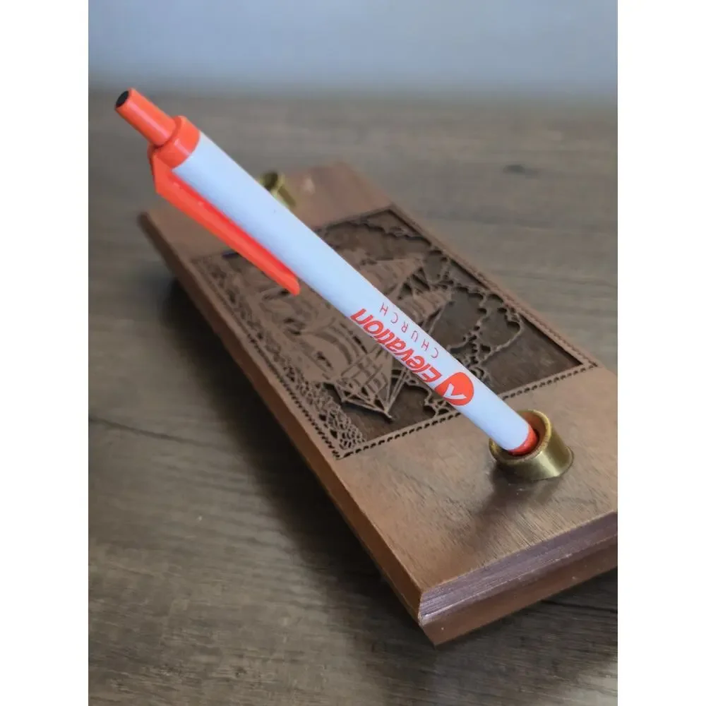 Vintage American Walnut desktop Nautical Sailing Ship Fountain Pen Holder